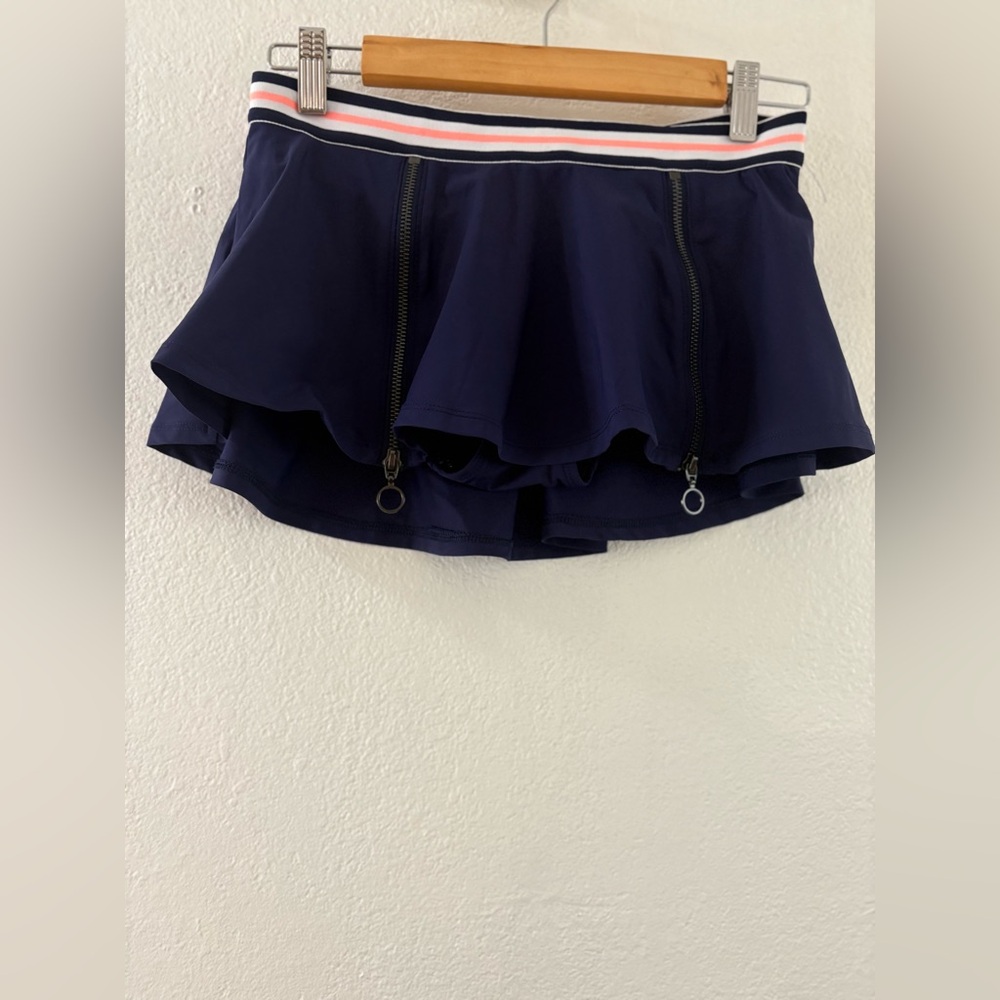 Anne Cole Locker swim skirt zipper detail navy blue size S